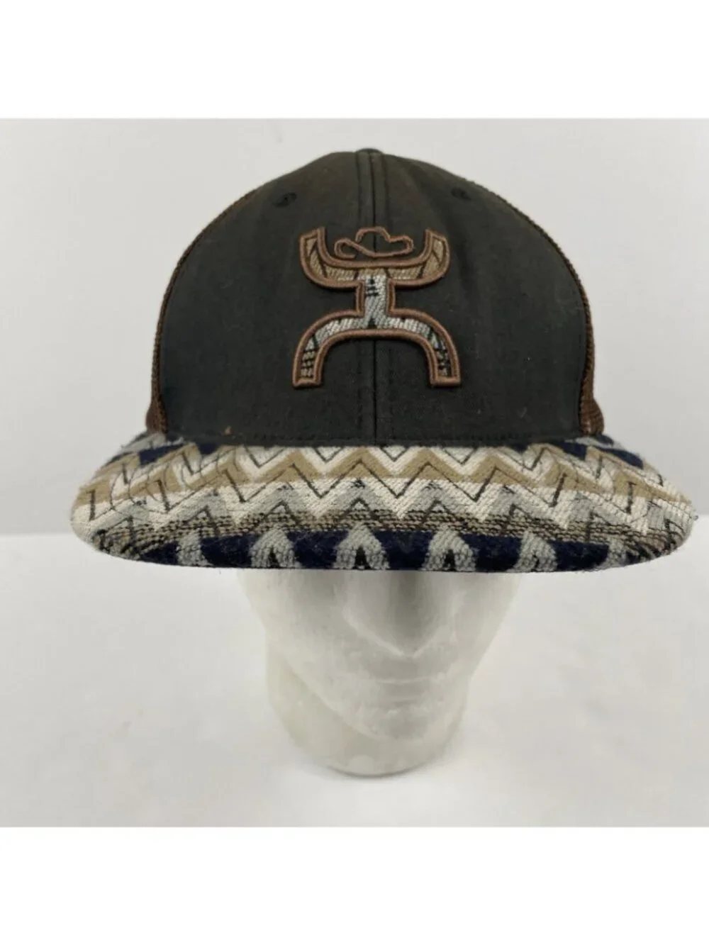Hooey Trucker Hat Snapback Mesh Back  Aztec Bill Western Cowboy Logo Cap